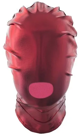 Cagoule de soumission avec Ouverture Bouche Rouge