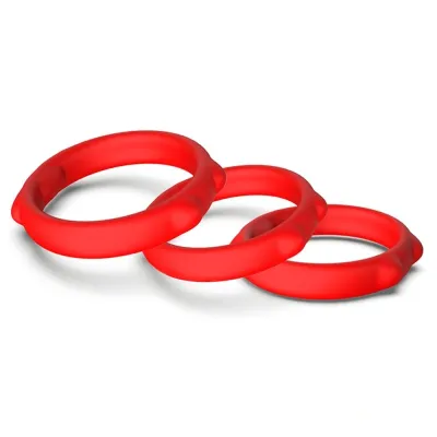 Lot de 3 Anneaux péniens Silicone CATY RINGS Rouges