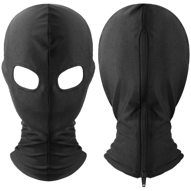 Cagoule Bdsm avec Zip OPEN N°2 Noire