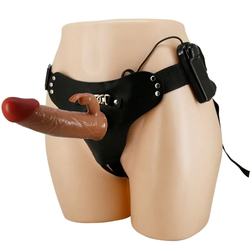Gode ceinture vibrant Pretty Love marron 19 cm - Pretty Love