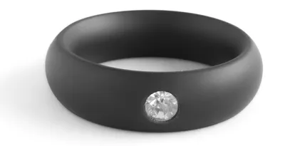 Anneau pénien en acier DONUT STRASS Noir