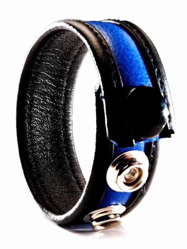 Anneau pénien Cuir Noir-Bleu