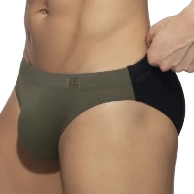 Slip de bain BICOLOR SWIM Kaki-Noir