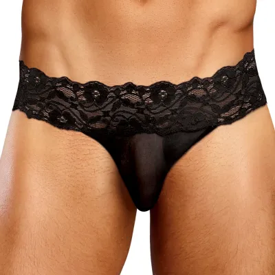 male power Micro Thong SCANDAL LACE Noir