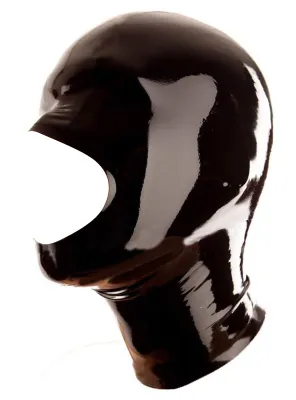 LateXcite Cagoule en latex OPENOSE Noire