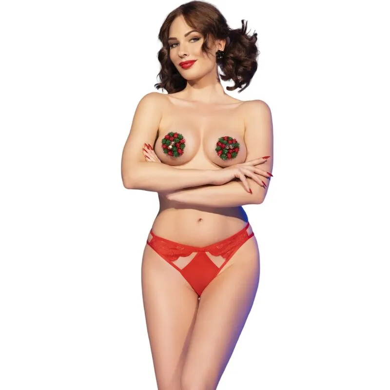 Ensemble Lingerie Édition Noël String Cache-Tétons L/XL - Chilirose