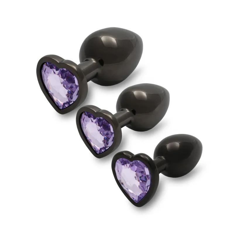 Plug bijou Métallique Cœur Gunmetal - Améthyste