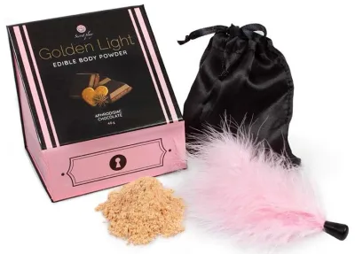 Poudre corporelle comestible GOLDEN LIGHT Chocolat aphrodisiaque 40g