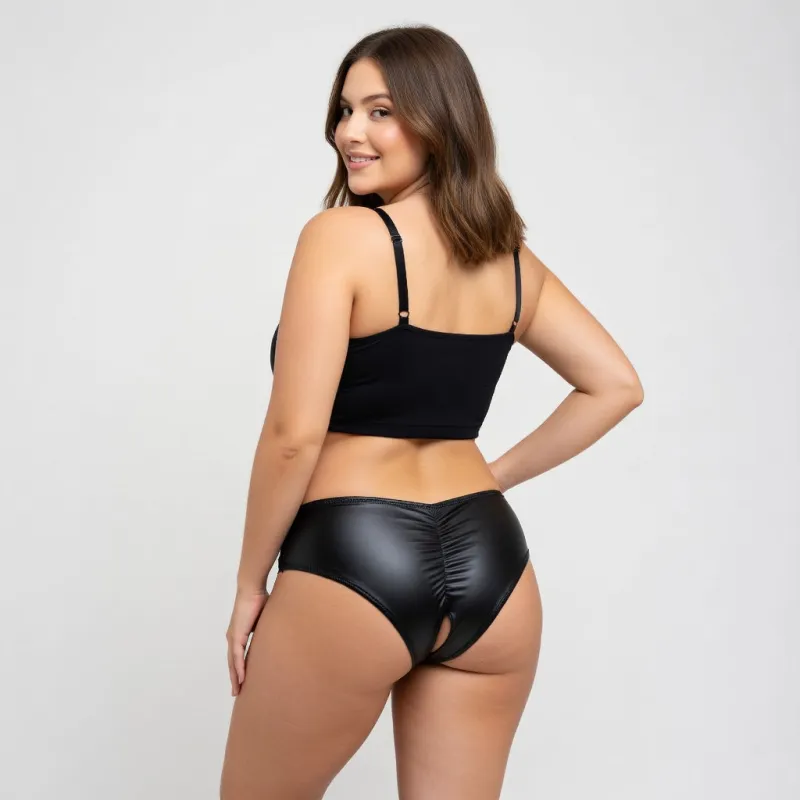 Culotte ouverte en simili cuir noir OhYeah - 42