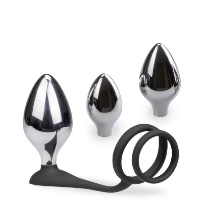 Bijou anal double anneau avec 3 plugs
