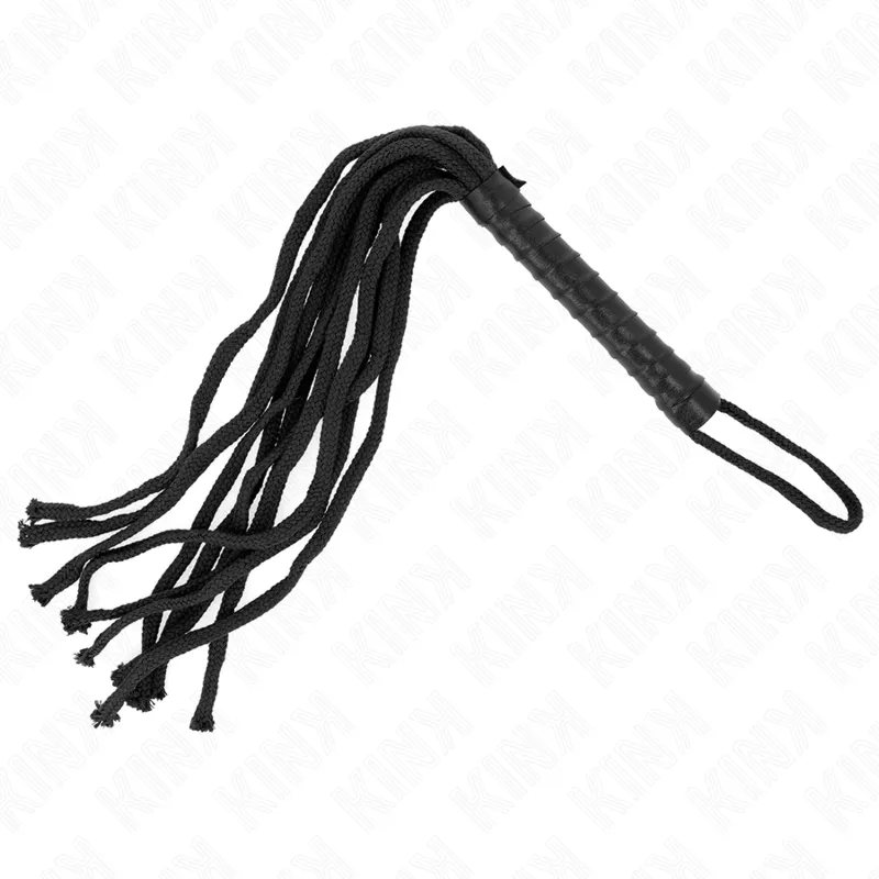 Mini fouet BDSM avec corde noir 56 cm - Kink