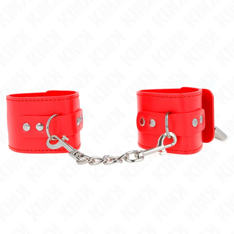 Menottes Cuir KINK Rouge Ajustable 16-23cm - KINK