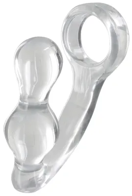 Plug + Cockring POWER DUO 9 x 4 cm - Anneau 40mm Transparent