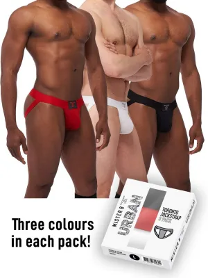 Mr B - Mister B Lot de 3 Jockstraps Mister B TORONTO Blanc-Noir-Rouge