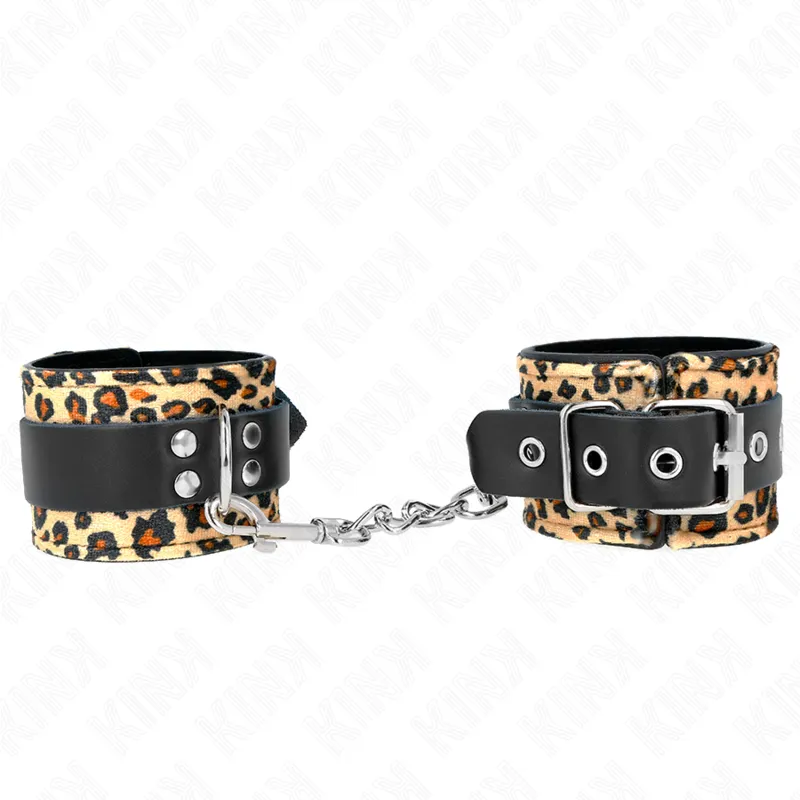 Menotte Cuir Léopard Réglable 18-29cm - KINK