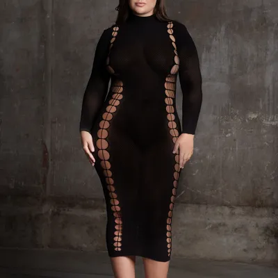 Robe Longue à Col Roulé Grande taille CARME Noir