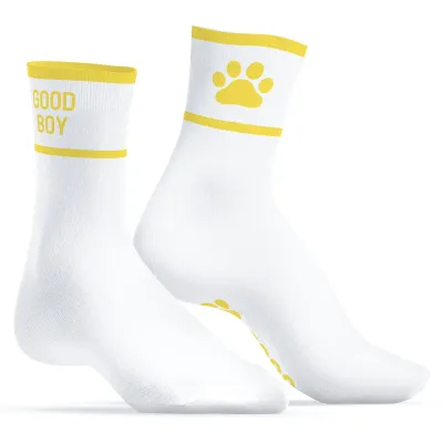 Chaussettes GOOD BOY Blanc-Jaune