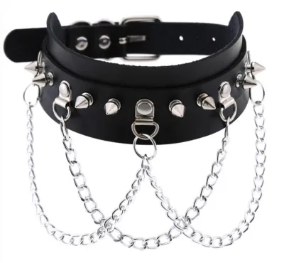 Collier à pointes PIKY Noir-Argenté