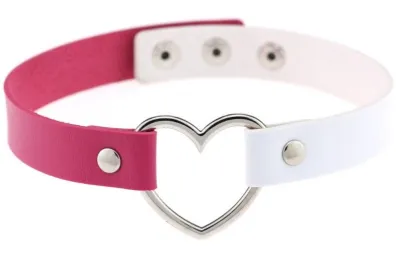 Ras de cou HEART DUO Fuschia-Blanc