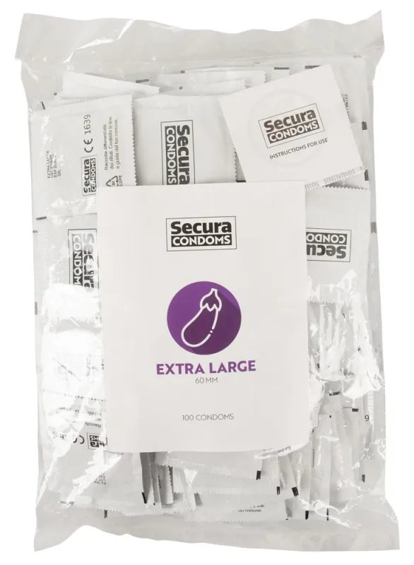 Secura Condoms Préservatifs XXL en latex EXTRA LARGE 60mm x100