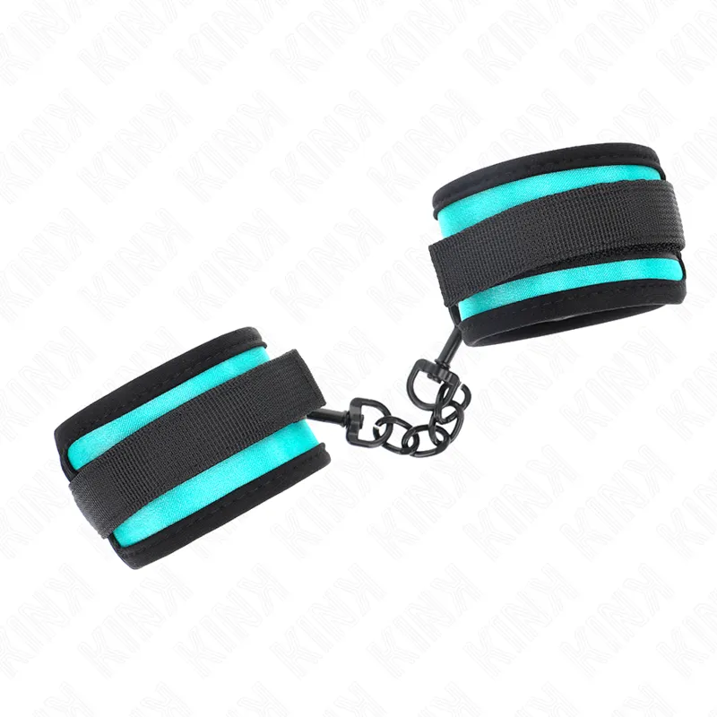 Menottes Nylon Velcro Réglables Noir-Bleu 18-32cm - KINK