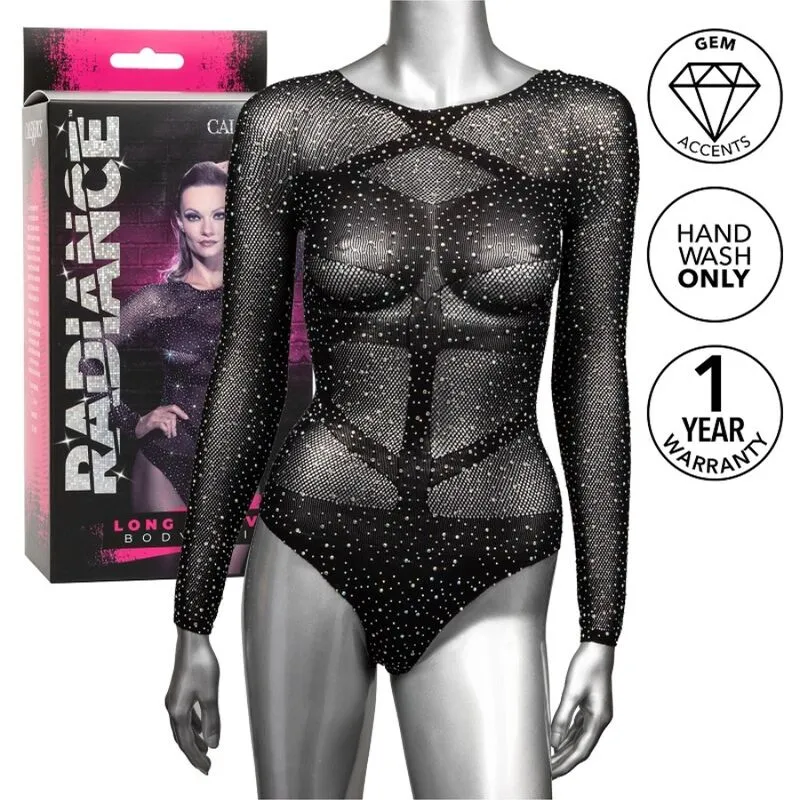 Body Radiance Manches Longues Strass Noir - CalExotics