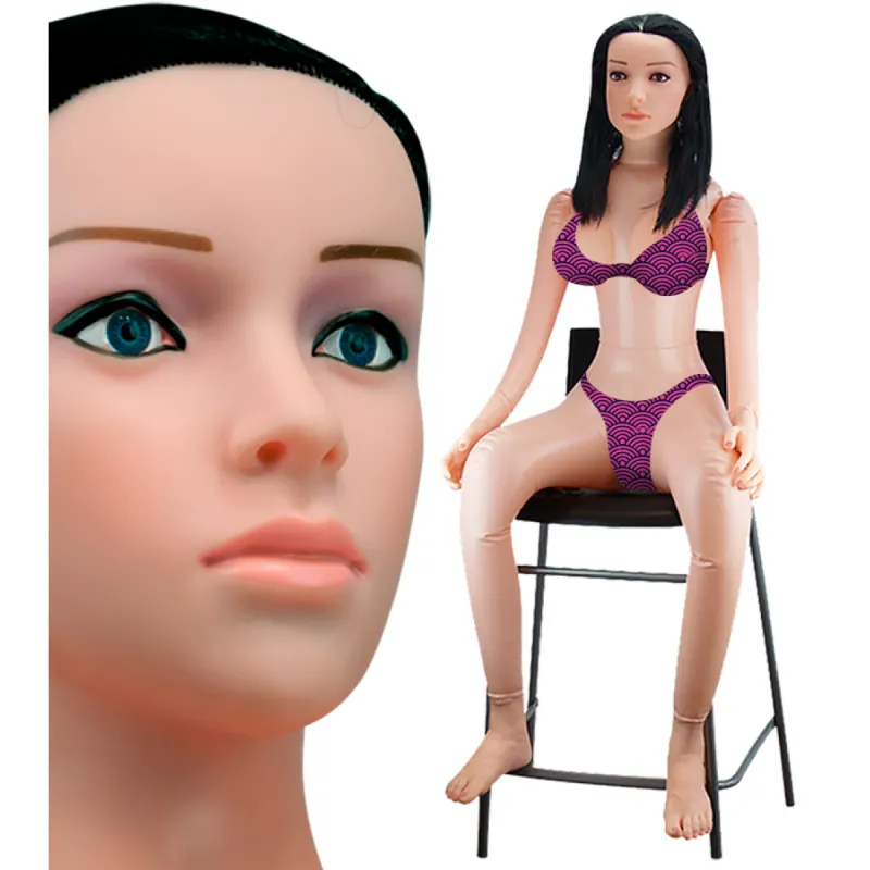 Poupée gonflable brune assise vibrante Céline