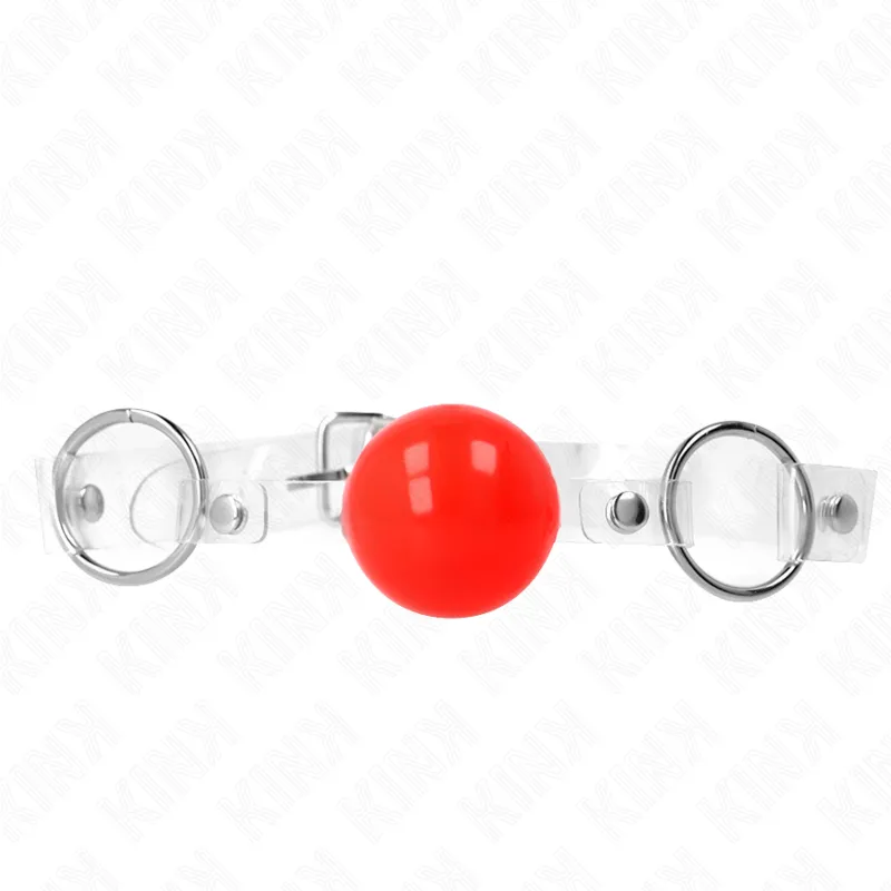 Ball Gag Balle PVC Transparente Rouge 4cm - KINK