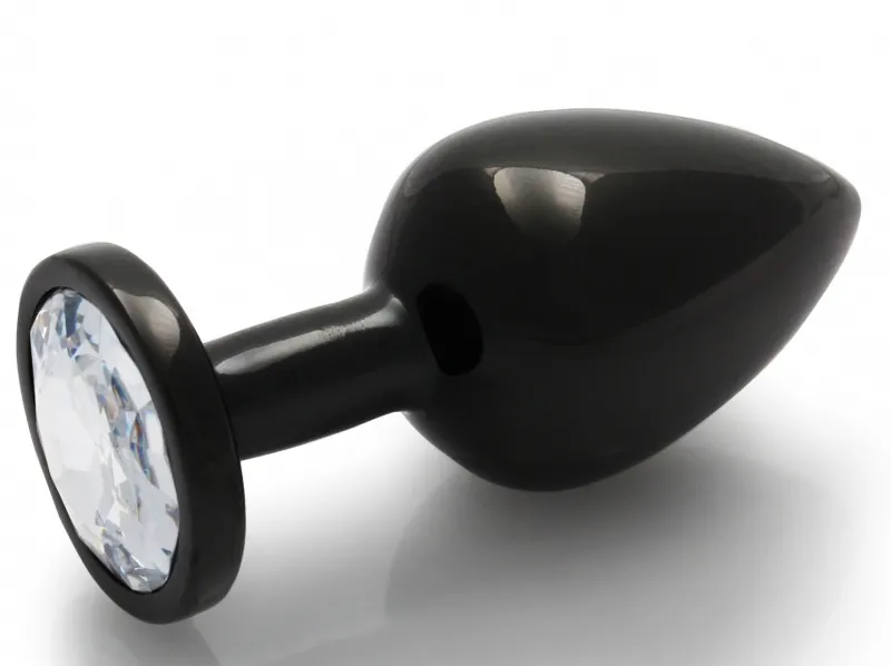 Plug Bijou anal ROUND GEM M 7 x 3.3 cm Noir-transparent