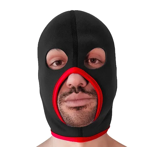 Cagoule en néoprène EYES FACE Brutus Noire-Rouge