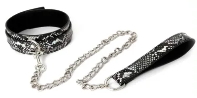 Collier-laisse SNAKINE Noir-Argenté