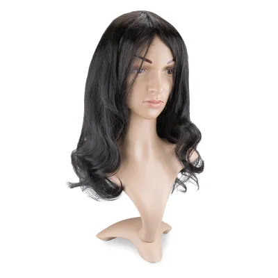 Perruque cheveux bruns mi-longs et ondulés