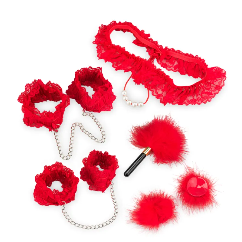 Kit coquin menottes, string, nippies et plumeau Red Room