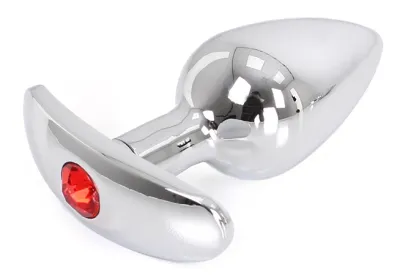 Plug Bijou Anal avec Base arrondie CURVE 6 x 2.8 cm - Bijou rouge