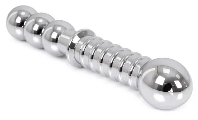 Double gode en métal RIBBED 19 x 3.5 cm