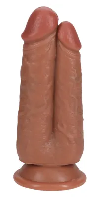 Double Gode TWO IN ONE 15.5 x 6.5cm Marron