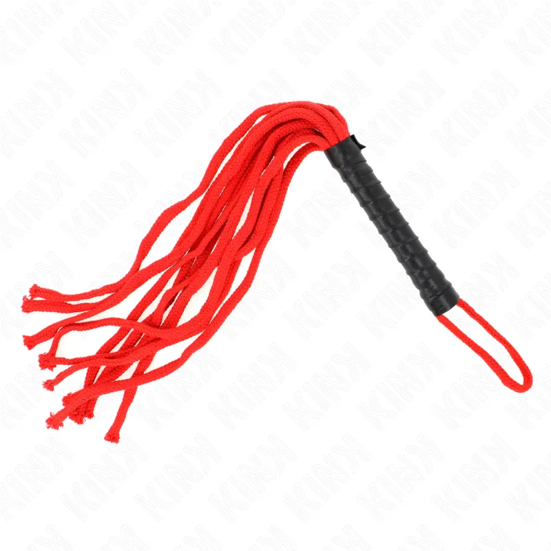 Mini fouet BDSM avec corde rouge 56 cm - Kink
