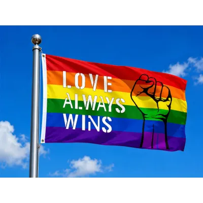 Drapeau Rainbow LOVE ALWAYS WINS 90 x 150cm