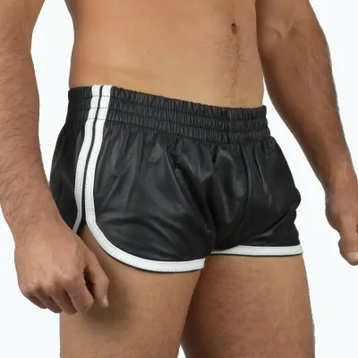 Short Imitation Cuir SPORTS LINE Noir-Blanc
