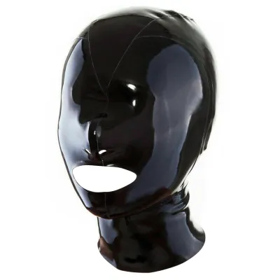LateXcite Cagoule en latex RUBHOOD Noire