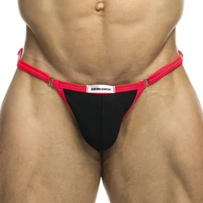 Slip sexy KINI Noir-Rose fluo