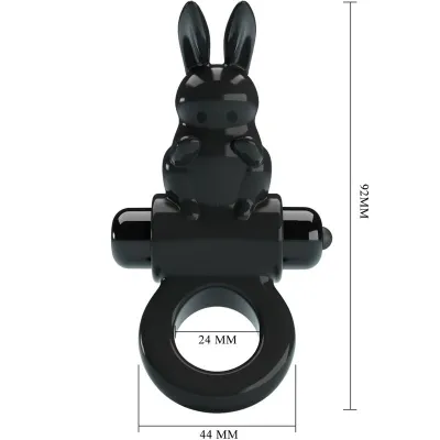 Anneau Vibrant Rabbit Excitant 10 Vibrations Noir - Pretty Love