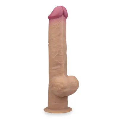 Gode godemichet ventouse silicone double couche à poignée 33,0cm gode vaginal ou anal homme ou femme - Peau claire