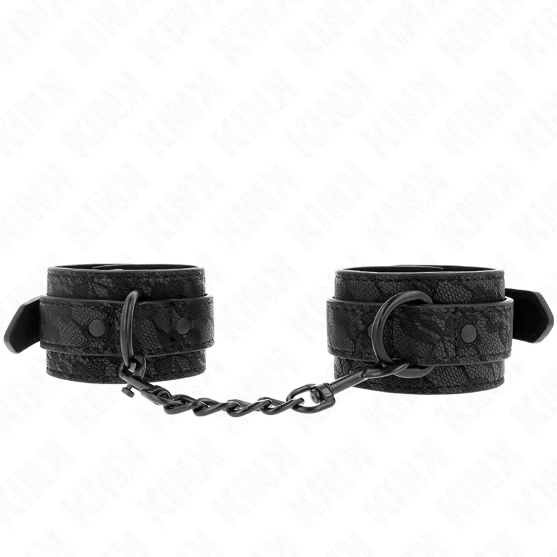 Menottes Poignets Dentelle Noire Réglables 19-26cm - KINK