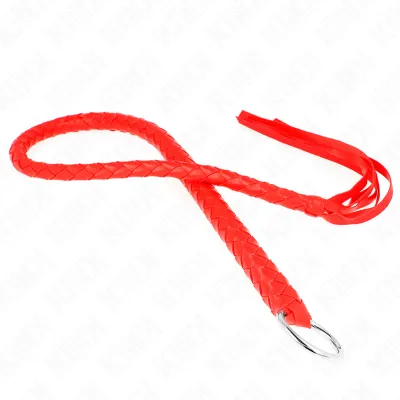 Fouet BullWhip BDSM avec anneau rouge 65 cm - Kink