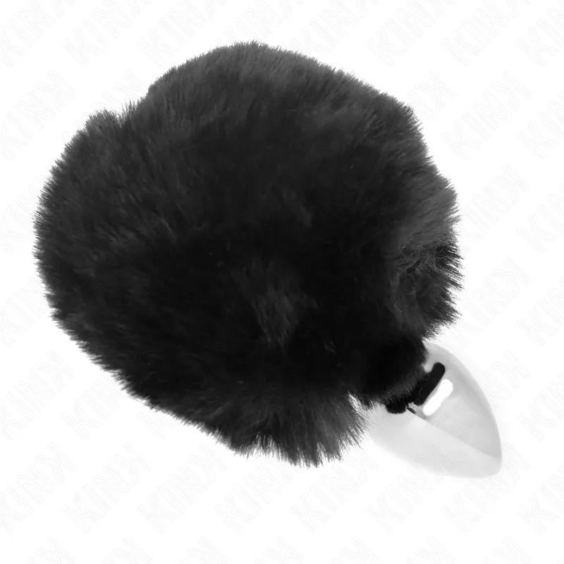 Plug anal en acier inoxydable queue de lapin noire 7x3cm - Kink