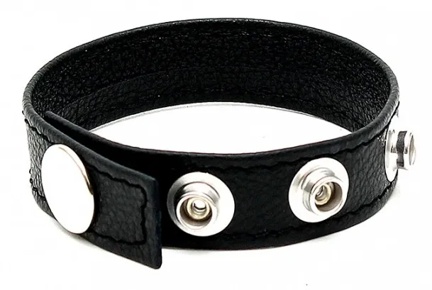 Anneau pénien en cuir LUXE 4 Pressions Noir