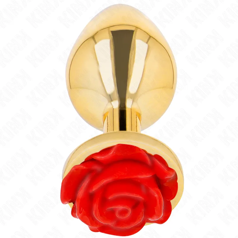 Plug anal métallique rose rouge taille L - Kink