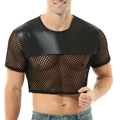 MenSexyWear Crop Top NET N FETISH Noir