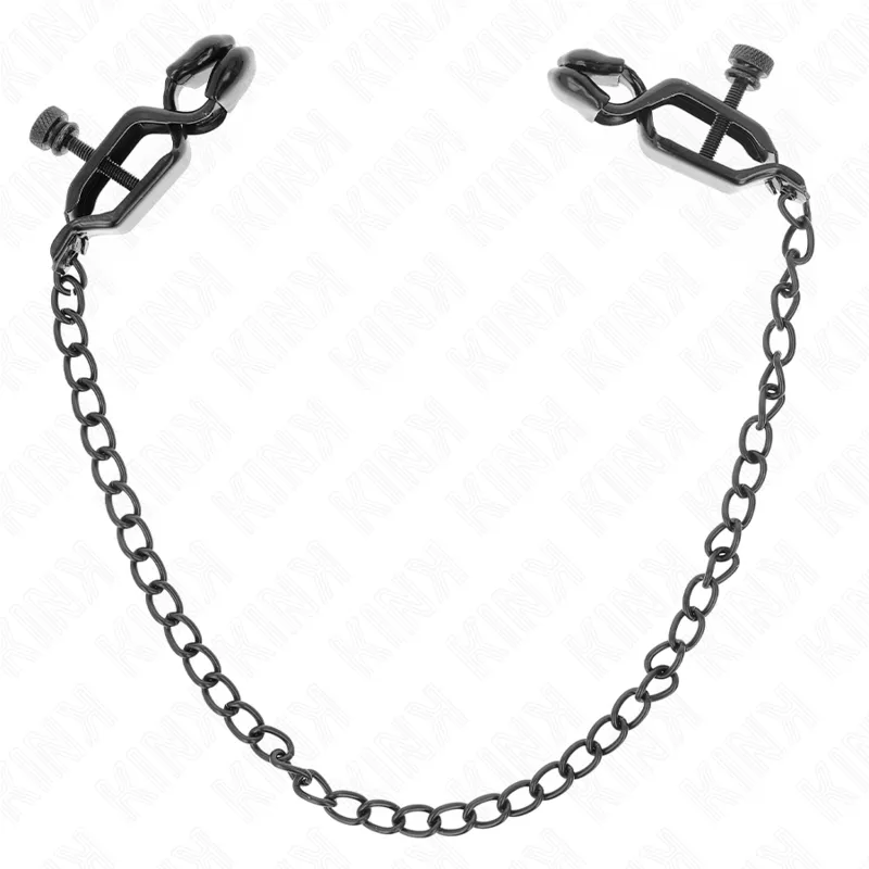 Pinces à tétons plates réglables avec chaîne noires - Kink